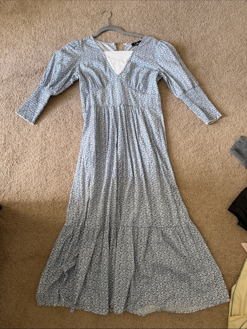 Tailored Lulu's Pale Blue Floral Tiered Maxi Dress